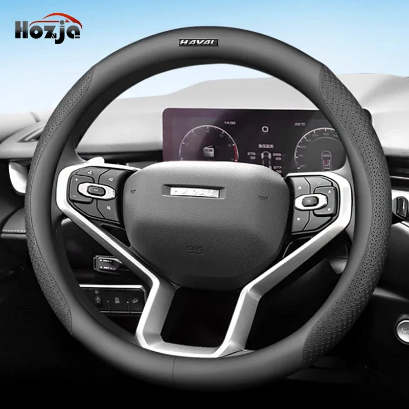 

Leather Car Steering Wheel Cover for Haval Jolion HEV Compact Hybrid 2024 2023 2022 Non-slip Car-styling Auto Accessories