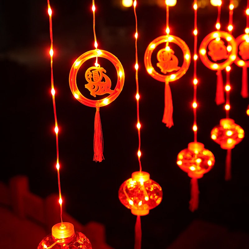 Lanterna chinesa String Light, Lanterna vermelha, guirlanda impermeável, decoração de ano novo, festival ao ar livre, 8 modos, 3m