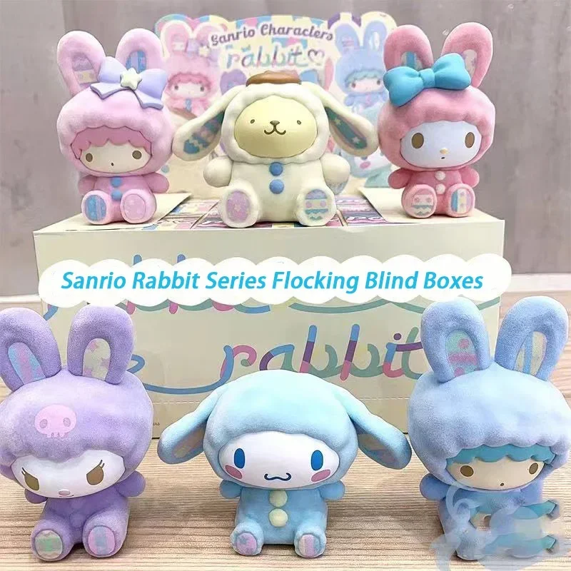 

MINISO Tamagotchi Dog Kuromi Gemini Bunny Flocked Blind Box Cute Melody Figures Hot selling in stock Sanrio Flocking Blind Boxes