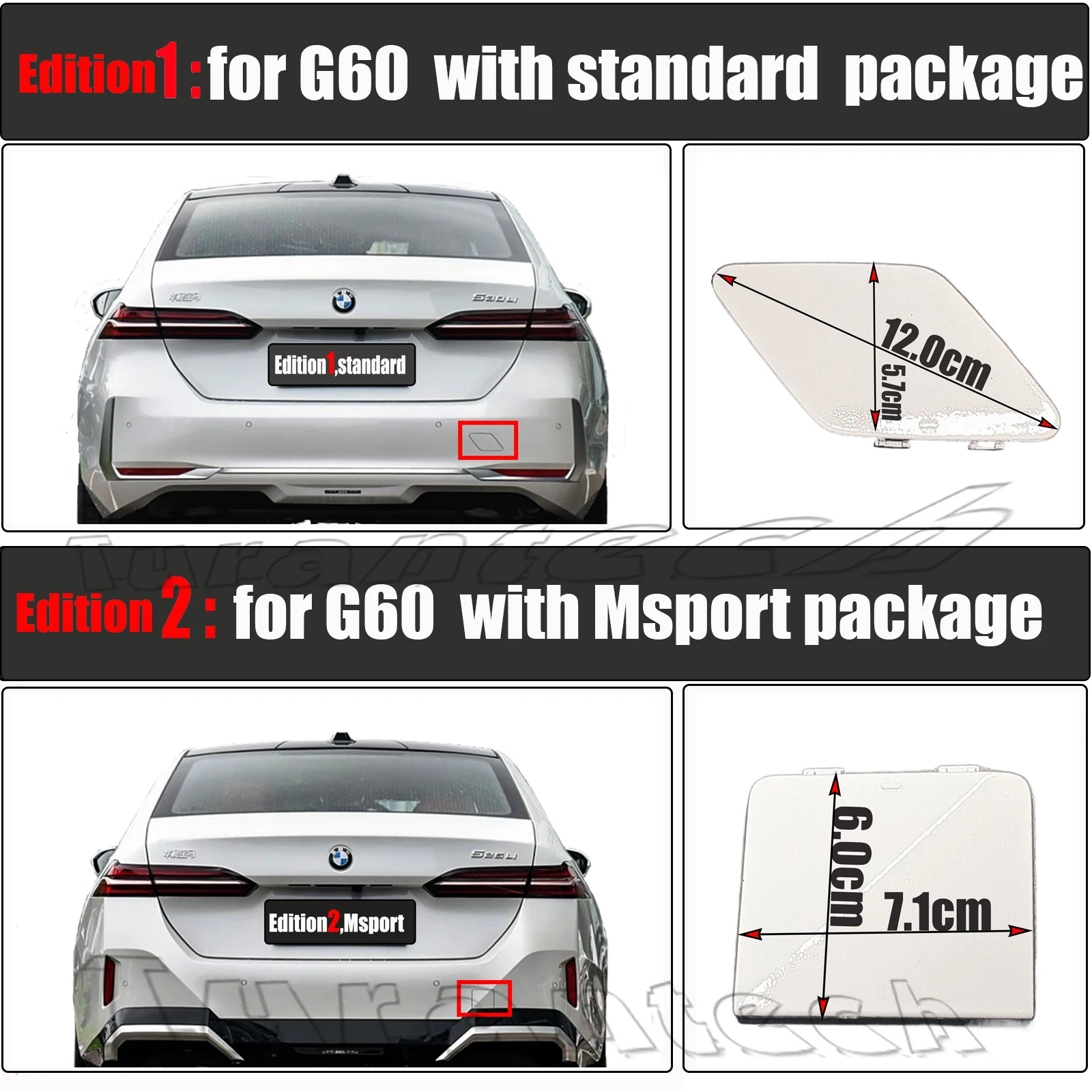 

Rear Tow Cover for BMW 5 series G60 Fit 520d 520i 523d 530d 530i 530e i5 M60 eDrive40 2023 2024 2025 bumper Eye Hook Cap