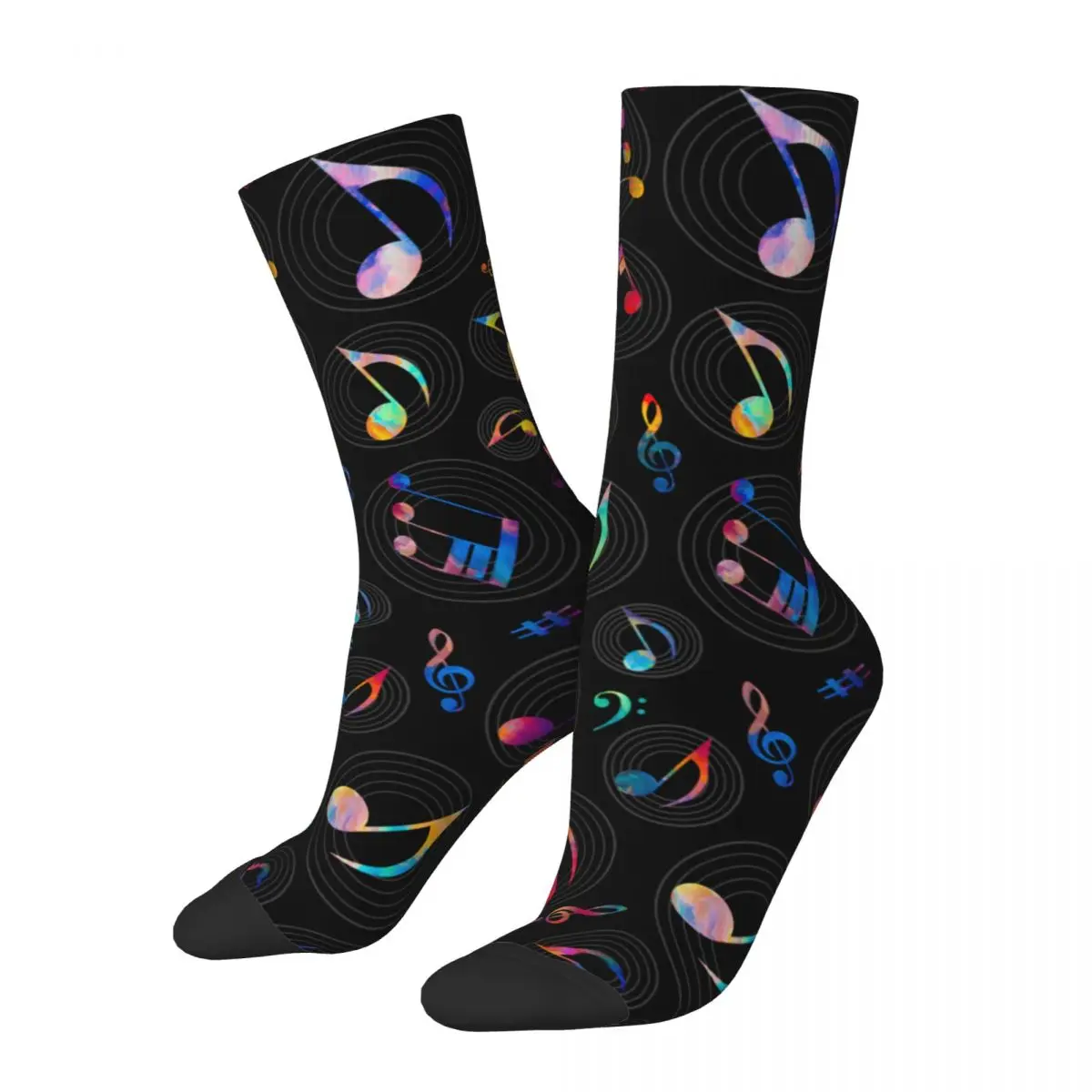 

Fashion Music Pattern Football Socks Polyester Crew Socks for Women Men