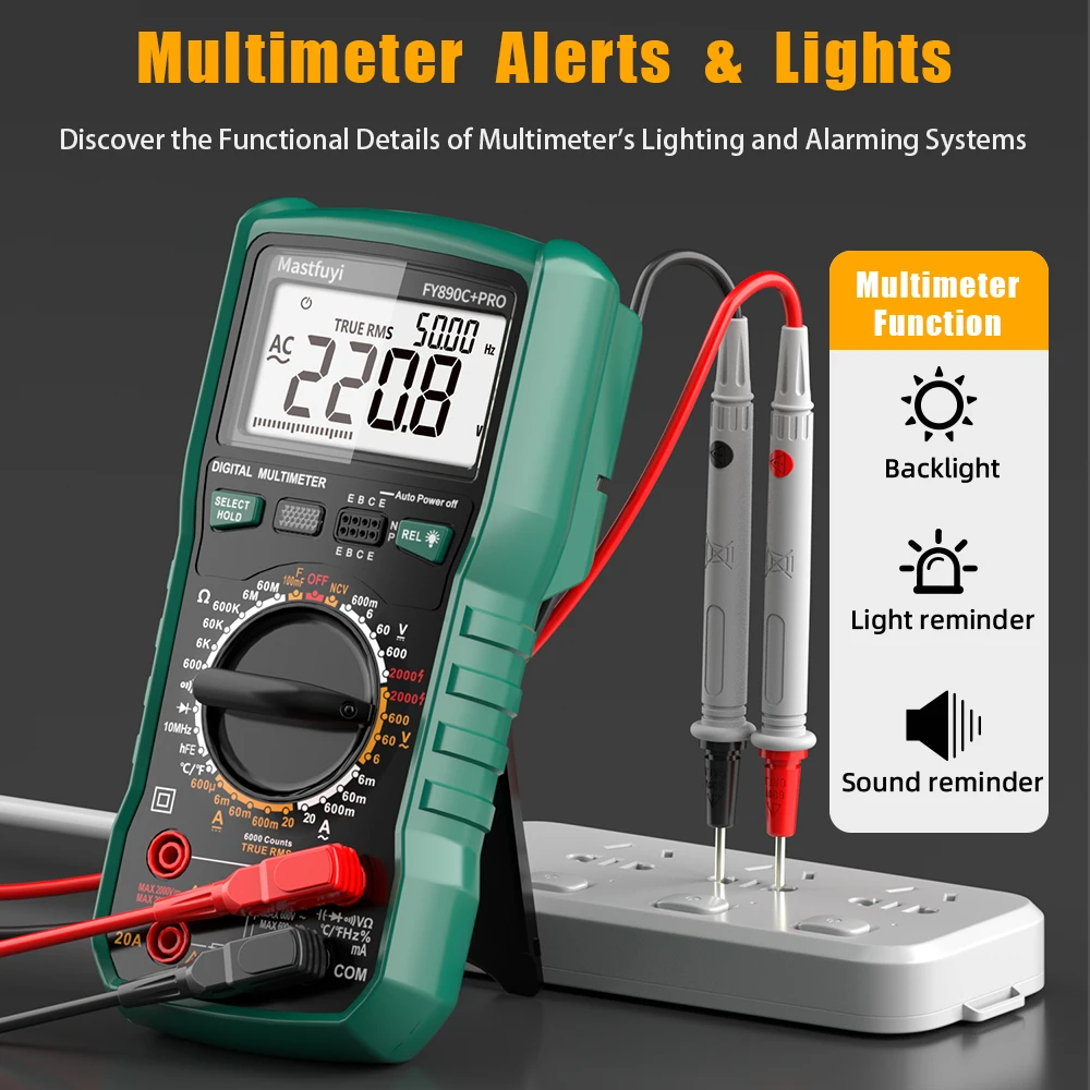 MASTFUYI 2000V/20A 6000 Counts True RMS Photovoltaic Digital Multimeter Ohm, Hz, Capacitance, Diode Tester and NCV Test Tools