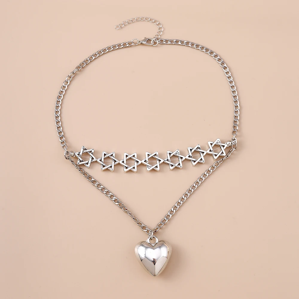

Punk Exaggerate Metal Big Love Heart Pendant Necklace for Women Girls Party Festival Gifts DIY Jewelry Accessories