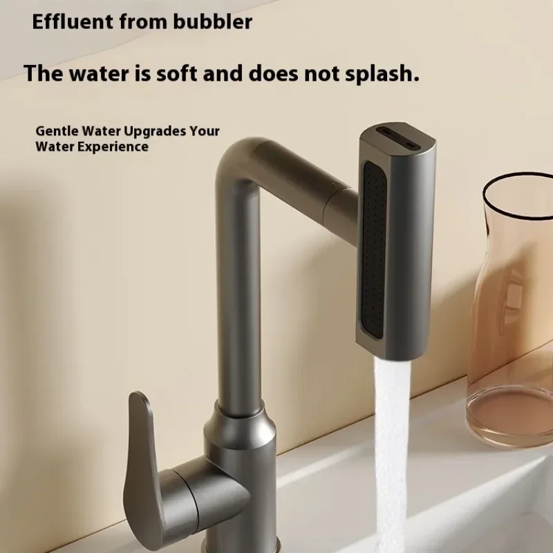 Grifo de cocina de lluvia de acero inoxidable, rociador de cascada giratorio extraíble, grifo mezclador para fregadero 360 ° Accesorios para grifos con caño giratorio