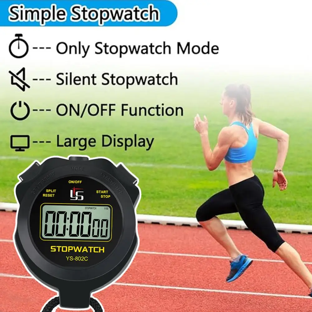 Sport Stopwatch Large Display Waterproof Handheld Kids Coaches Swimming Running Training Competition ON/OFF Digital Stop Watch