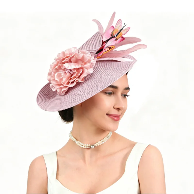 

Yellow Blue Woven Straw Fascinator Cap Hairbands Hairpin for Women Royal Banquet Horse Race Party Large Fascinator Hat Headpiece