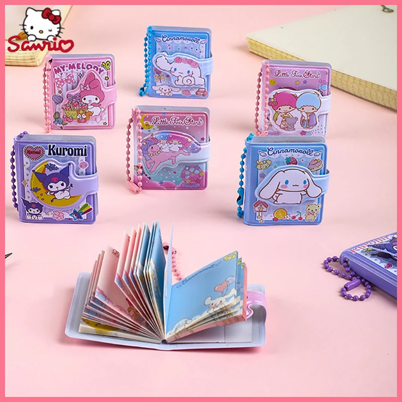 

Sanrio Mini Portable Notebook Kuromi Melody Portable Fashion Waterproof Notepad Handheld Ledger Stationery School Supplies Gifts