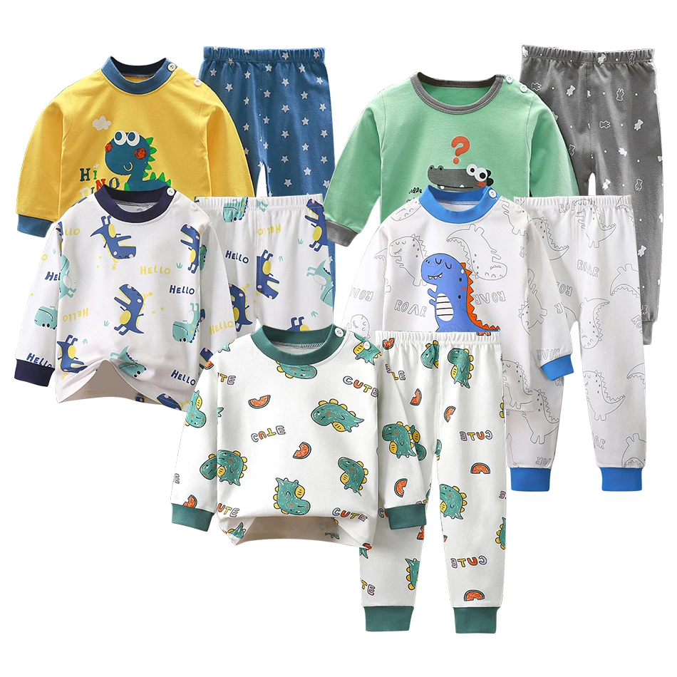 Winter Boys' Pure Cotton Home Clothing Girls' Long Sleeved Long Pants Insulation Set Autumn Clothes And Autumn Pants Set