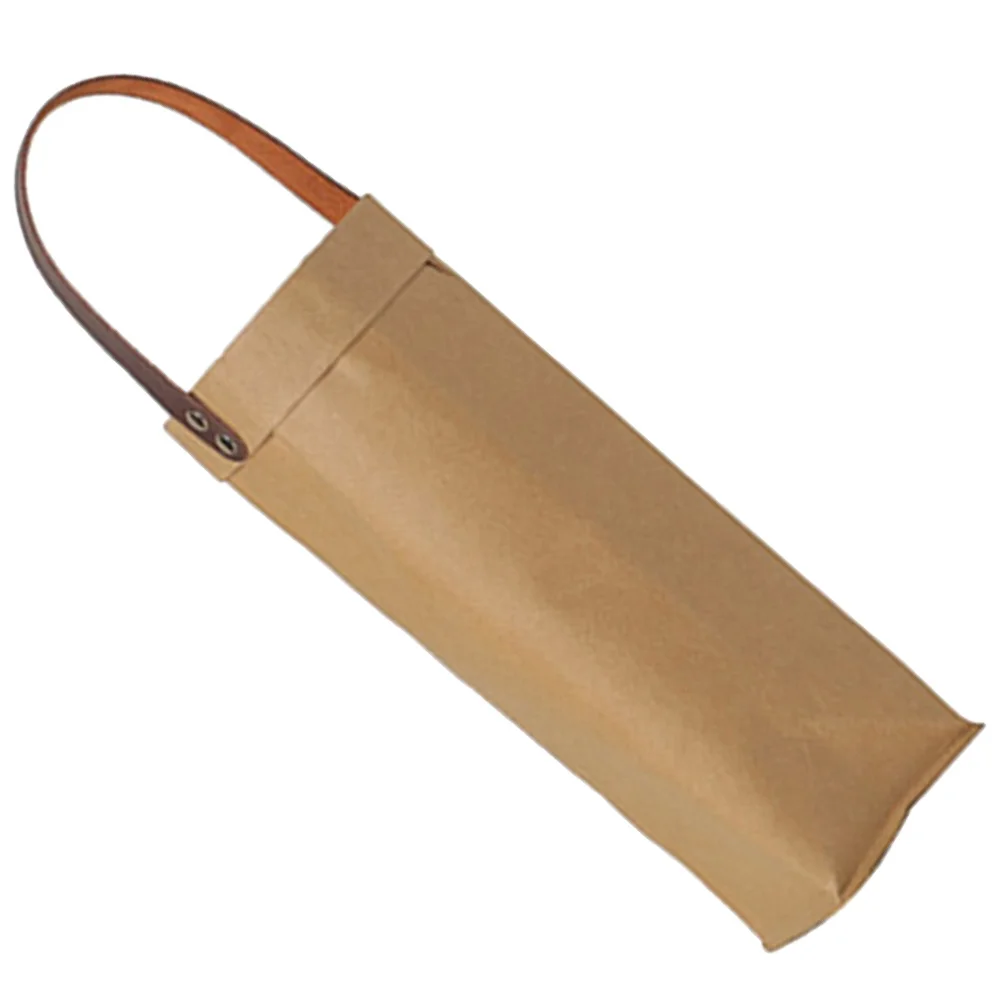 

Wine Bottle Pouch Paper Bag Christmas Bags Brown Gift Small Kraft with Handles Washable