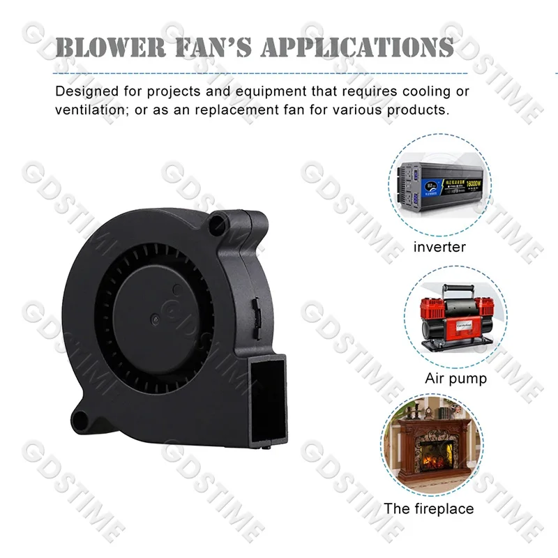 Wentylator Gdstime 5015 24V 12V 5V z łożyskiem kulkowym/łożyskiem ślizgowym, wentylator do drukarki 3D 50x50x15MM USB 4PIN 2PIN, turbowentylator chłodzący 50MM, wentylator odśrodkowy. — zdjęcie produktu 4