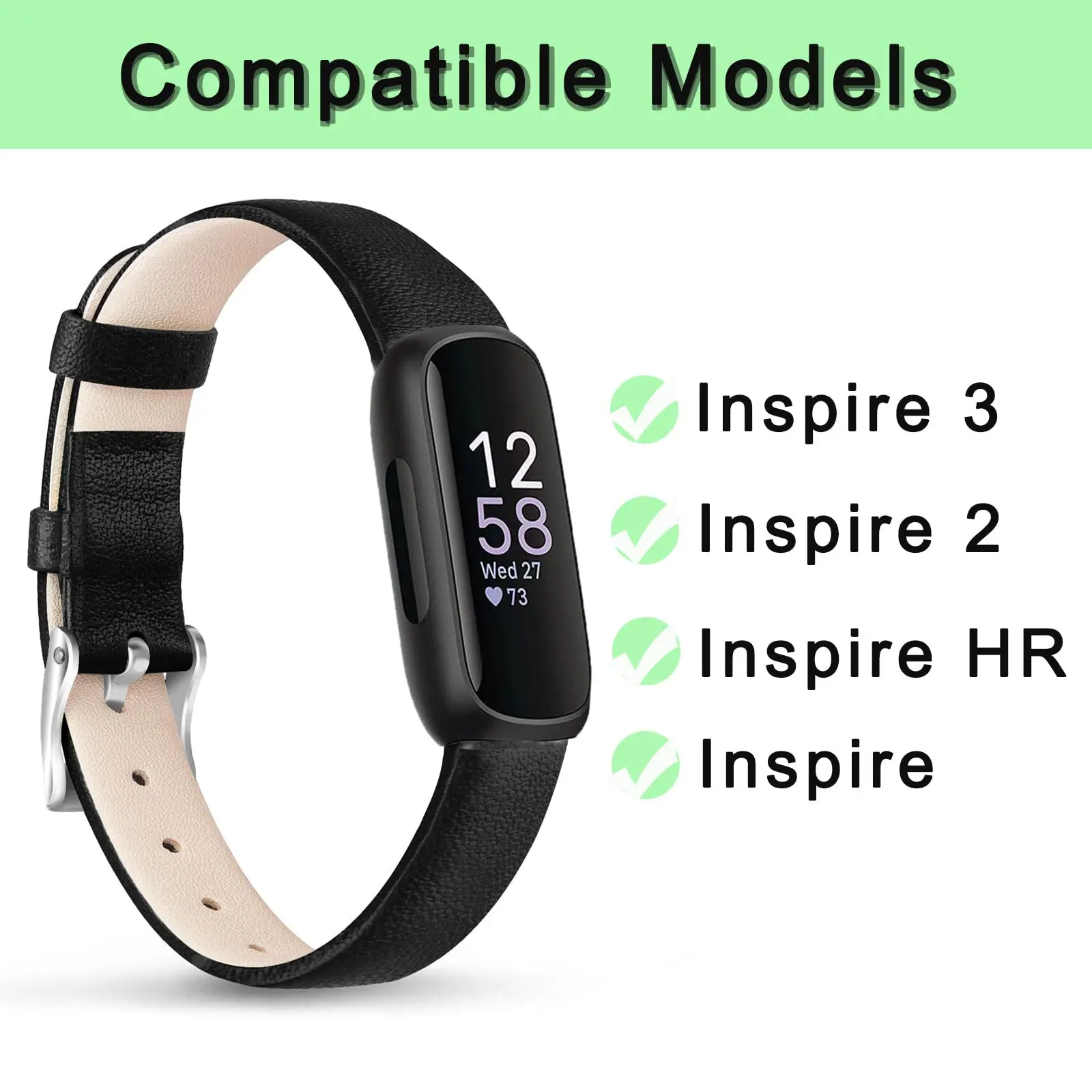 Leather Strap for inspire 3 2 HR Ace2 Ace3 Soft Adjustable Wristband Replacement Bracelet for inspire 3/inspire2/inspire HR