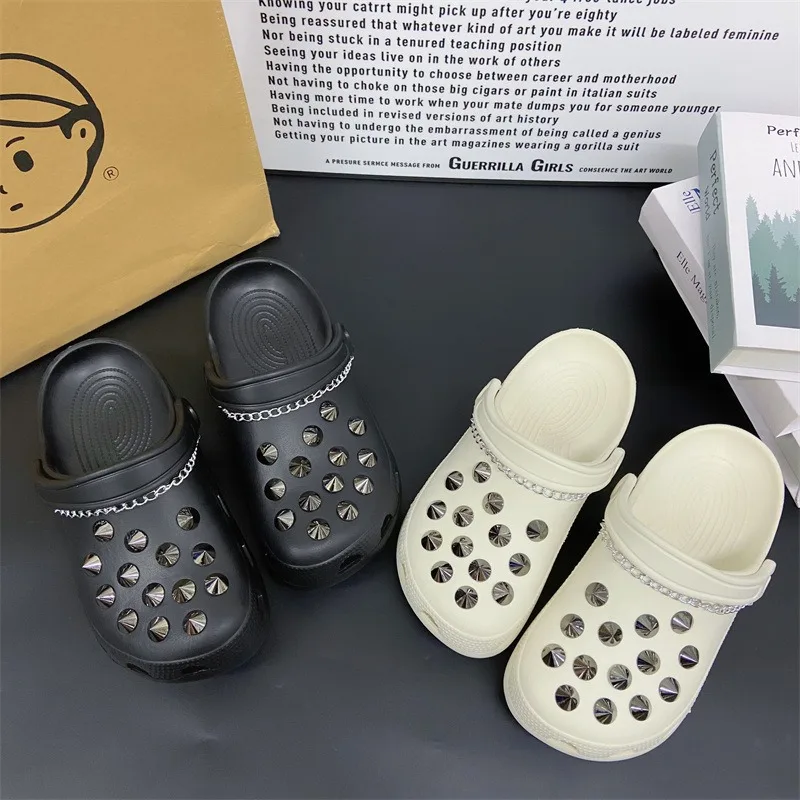 DIY Shoe Charms for Hole Punk Metal Rivet Designers Chains Charms Spikes Clogs Buckle Decorations Hip Hop Shoe Accessories