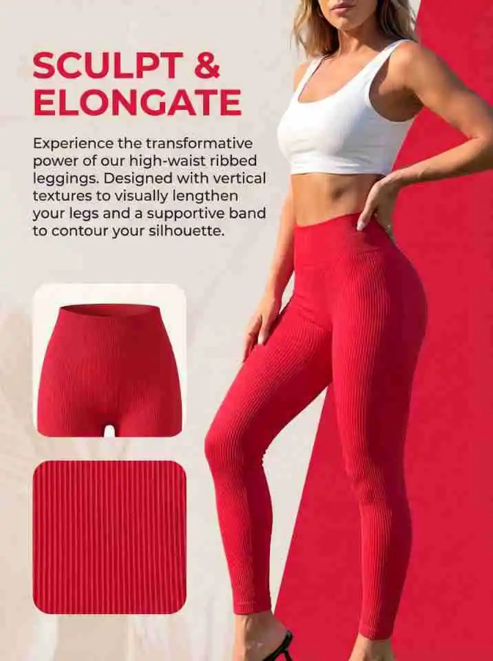 Damen-Leggings aus Strickgarn, nahtlos, figurbetont, mit hoher Taille, formend, hoch elastisch, Yoga- und Fitnesshose, für Training im Fitnessstudio und zum Laufen. – Detail 4