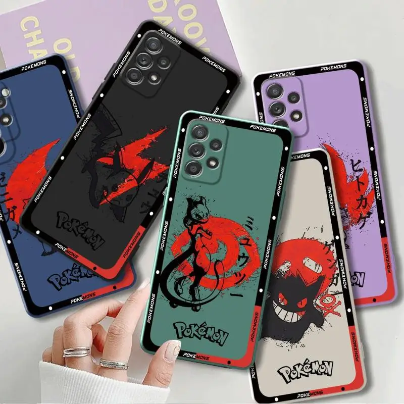 P-Pokemon G-Gengar Phone Case for Samsung Galaxy A24 A11 A73 A33 A32 A13 A52 A72 A23 A22 A53 A54 A12 A42 Square Liquid Cover