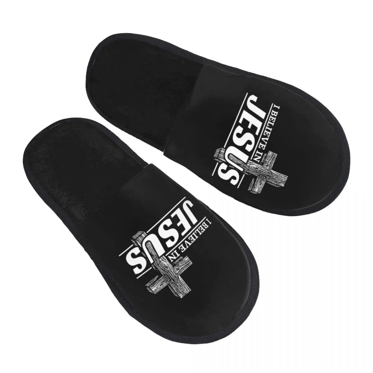 Custom Christ I Believe In Jesus Soft Memory Foam House Slippers Women Cristianity Faith Comfy Warm Anti-Skid Slipper