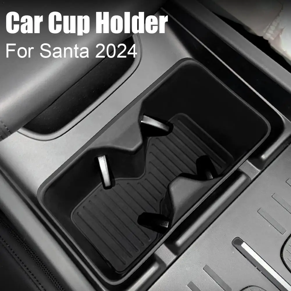 For Hyundai Santa Fe 2024 2025 Water Cup Holder Storage Box Silicone Shock-Absorbing Cup Tray Tidying Drinks Holder Car Interior