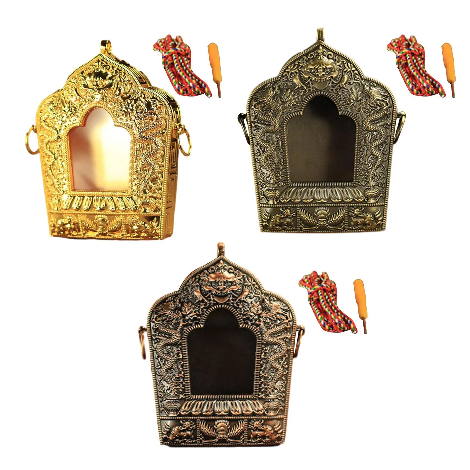 

Gawu Box Hanging Box Opened Tibet Amulet Decoration Keepsake Memorial Collection Antique Ethnic Pendant Buddhist Mantra Charms