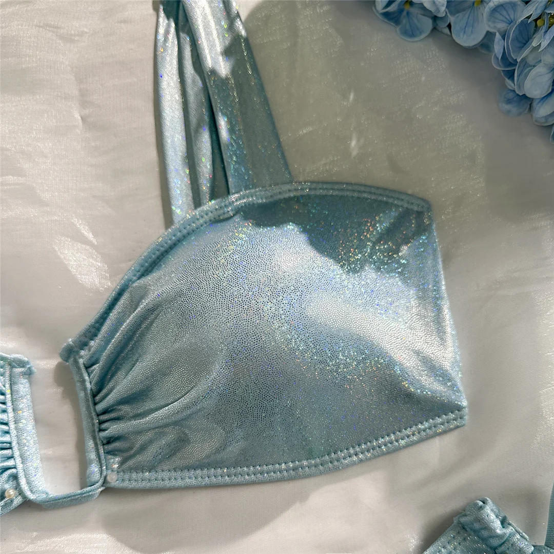 U-förmiger glitzernder, glänzender Bikini, zweiteiliger Damen-Bikini, Damen-Badeanzug, brasilianischer Badeanzug, Bather V7564 – Detail 16