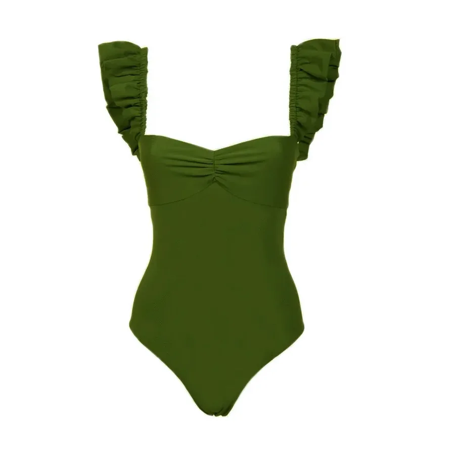 2024 Nuovo costume da bagno intero con volant floreale stampato push up bikini da donna costumi da bagno costume da bagno dimagrante abbigliamento da spiaggia femminile