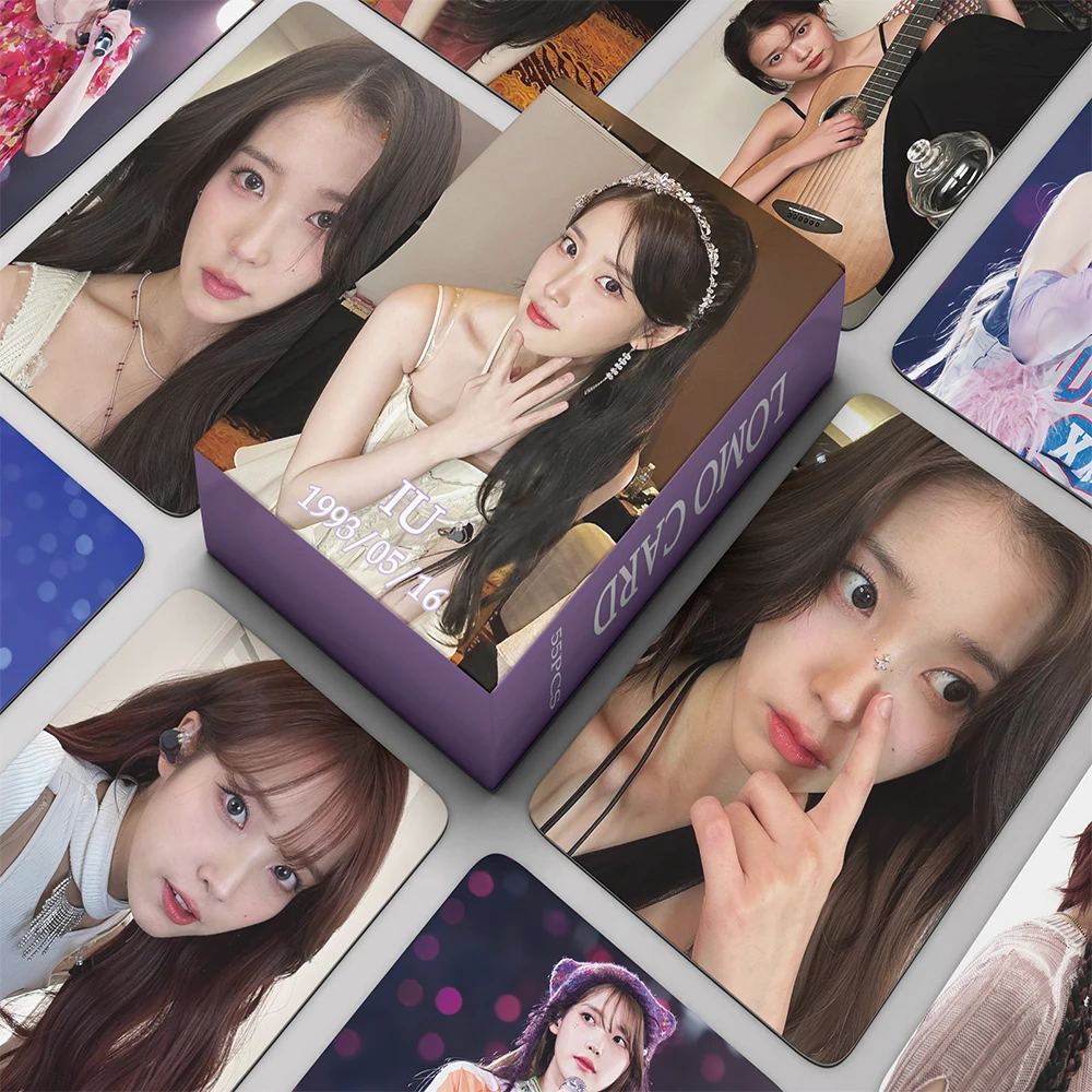 55PCS/ Kpop IU The Golden Hour lomo card HD Photo fan collection lilac Lee Ji Eun idol card album gift