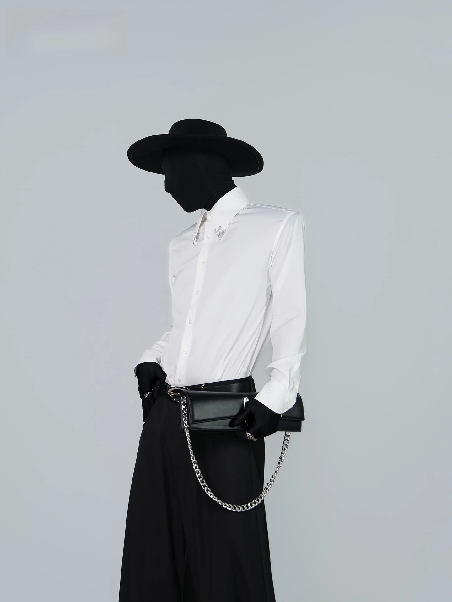 

Мужская приталенная рубашка VE2 с длинным рукавом, тонкая, белая, с воротником-стойкой, немнущаяся, легкая в уходе, модная, в городском стиле, на все сезоны