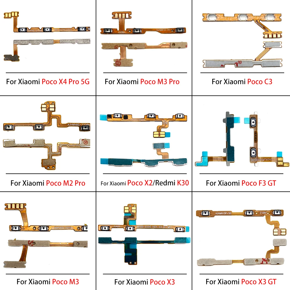 NEW Replacement Power On Off Volume Side Button Key Flex Cable For Xiaomi Poco C3 F1 F2 F3 GT M2 M3 X2 X3 GT X4 Pro 5G X4 GT M5