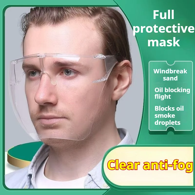 

Transparent Full Faceshield Reusable Dustproof Anti-fog Mask HD Safety Glasses Kitchen Protection Anti-splash Mask With Filters