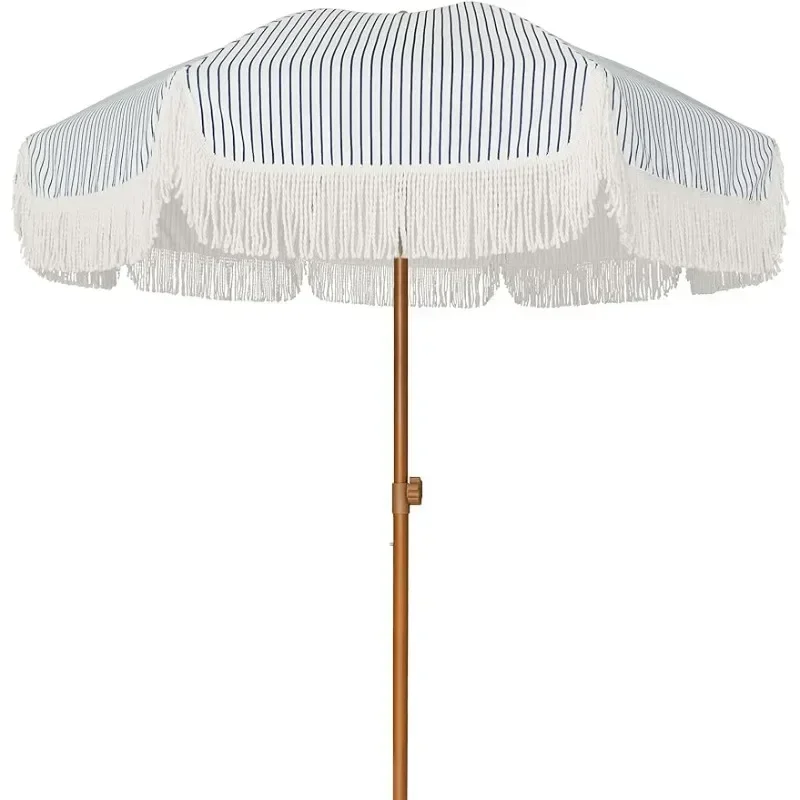 7ft Patio Umbrella with Fringe Outdoor Tassel Umbrella