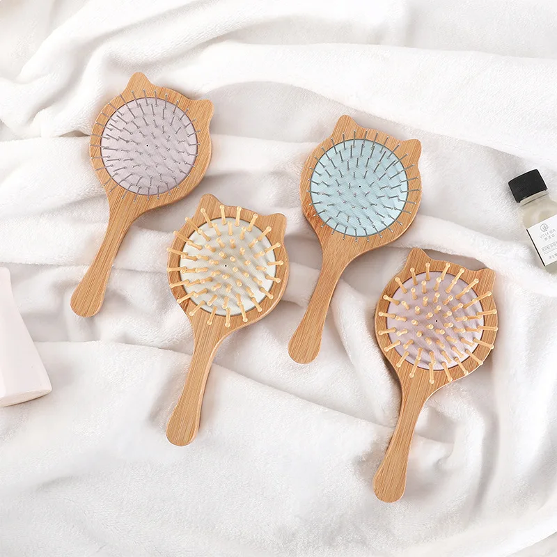 

Hair Comb Care Brush Massage Cat Ear Design Antistatic Hair Comb Natural Wood Promote Head Blood Circulation Hair Styling Tool