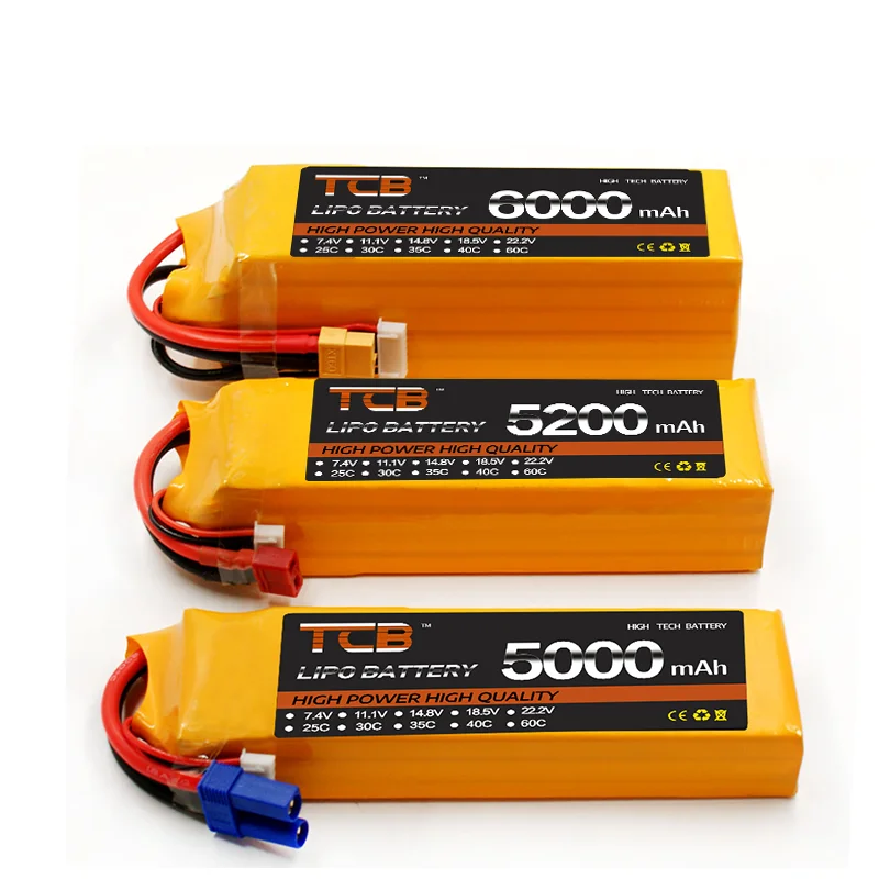 TCB 2S 3S 4S 6S RC Lipo Battery 7.4V 11.1V 14.8V 22.2V 50C 60C 3300mah 4500mah 5200mah 6000 6500mah T Deans XT60 Hard Case RC Pa