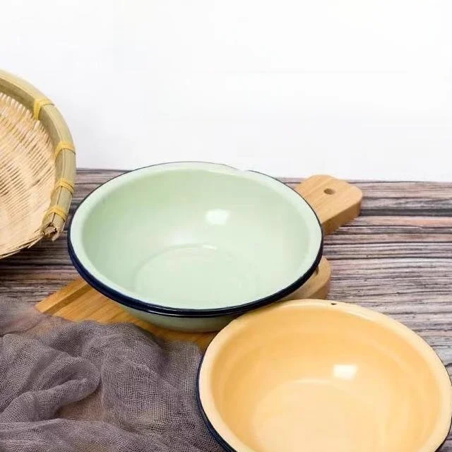 

Thiened Retro Enamel Basin Chinese Sle round ape Laundry Waing Bowl Soup Plate Pork Fat Mixing Basin Face Waing Basin