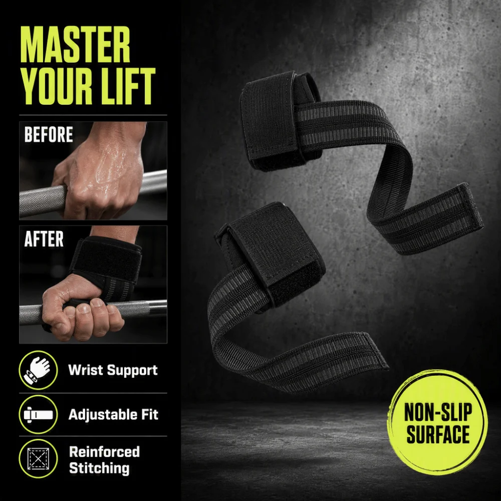 2 Pairs Durable Adjustable Weight Lifting Straps Wrist Protector Non‑Slip Gym Straps Wrist Support Straps Gym Workout