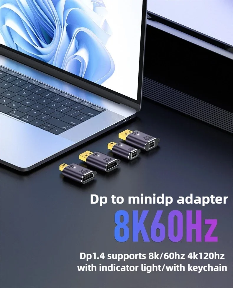 MiniDP to DP1.4 Adapter Male to Female to Male Compatible with Litai Video Card Laptop Computer Lightning 2 Interface Connector