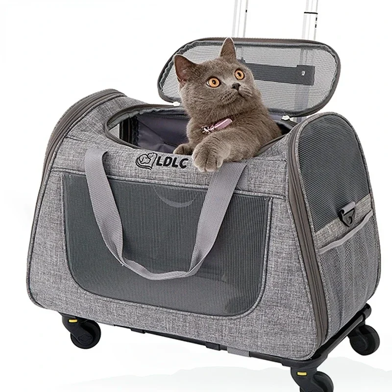 Outing Portable Breathable Puppy Carrier Pull Rod Box Pet Trolley Case Travel Transport Bag Cat Cage Handbag Dog Backpack