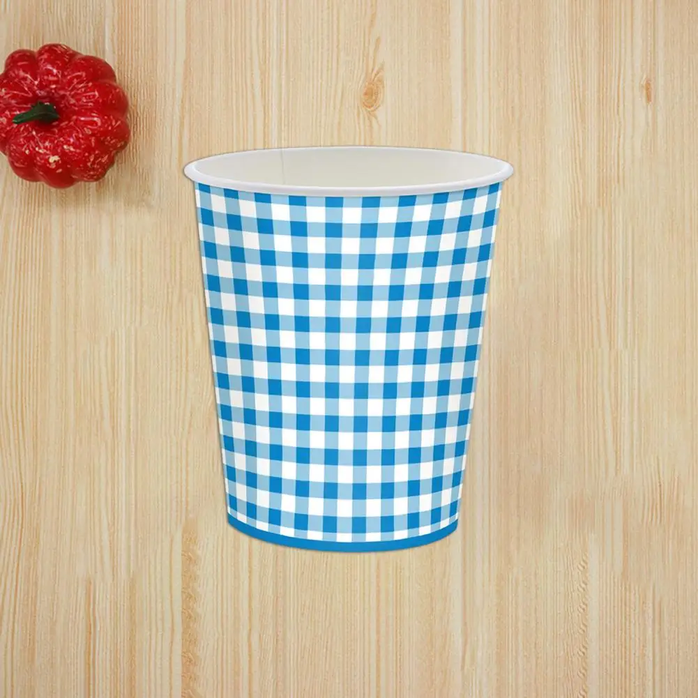 

Disposable Paper Plates 24pcs Blue Plaid Disposable Party Plates Cups Napkins Set Heavy Duty Dinner Plates for Bbq Themed