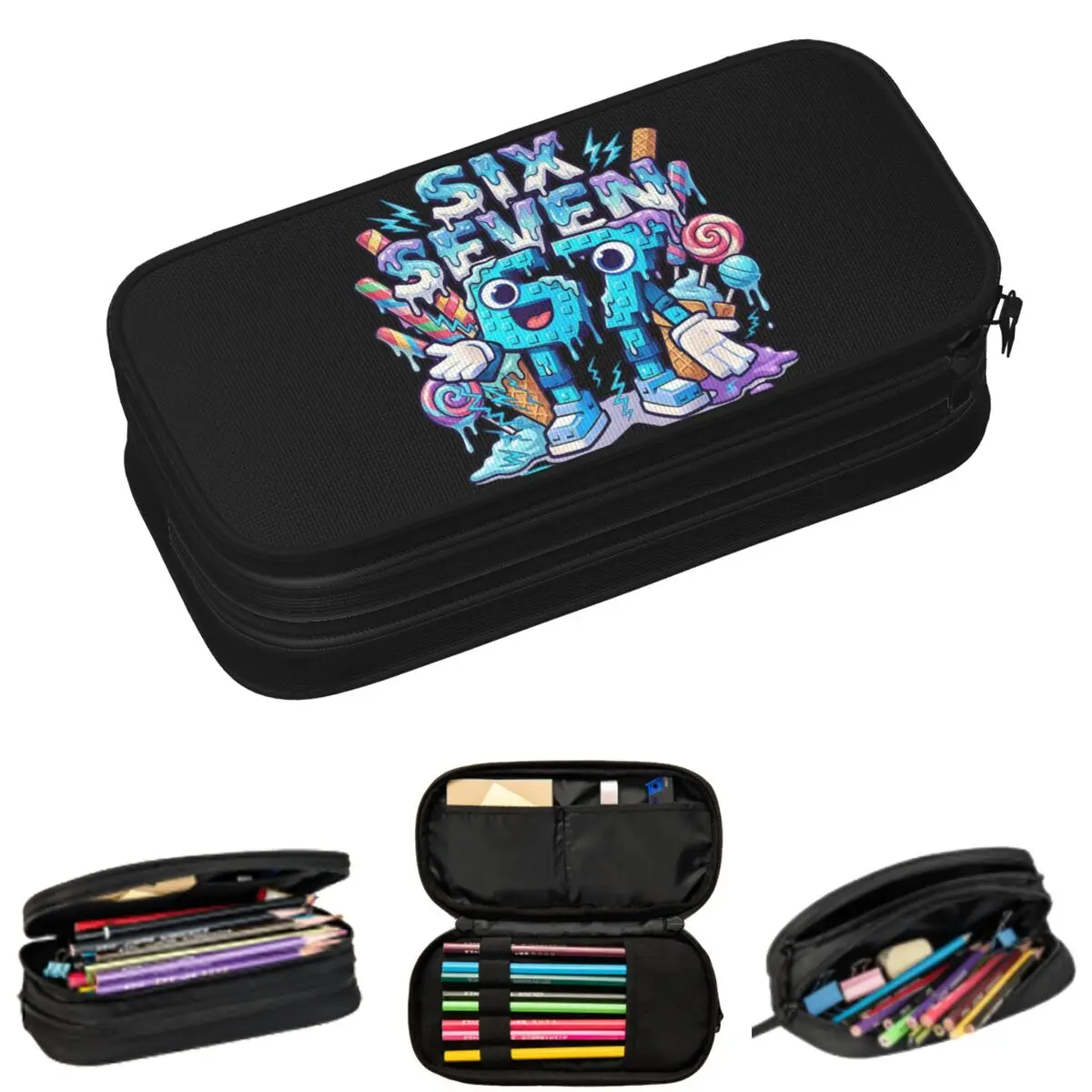 

Красочные пеналы с принтом номера 67 для студентов, подарочные пеналы-коробки, пеналы-косметички большой вместимости