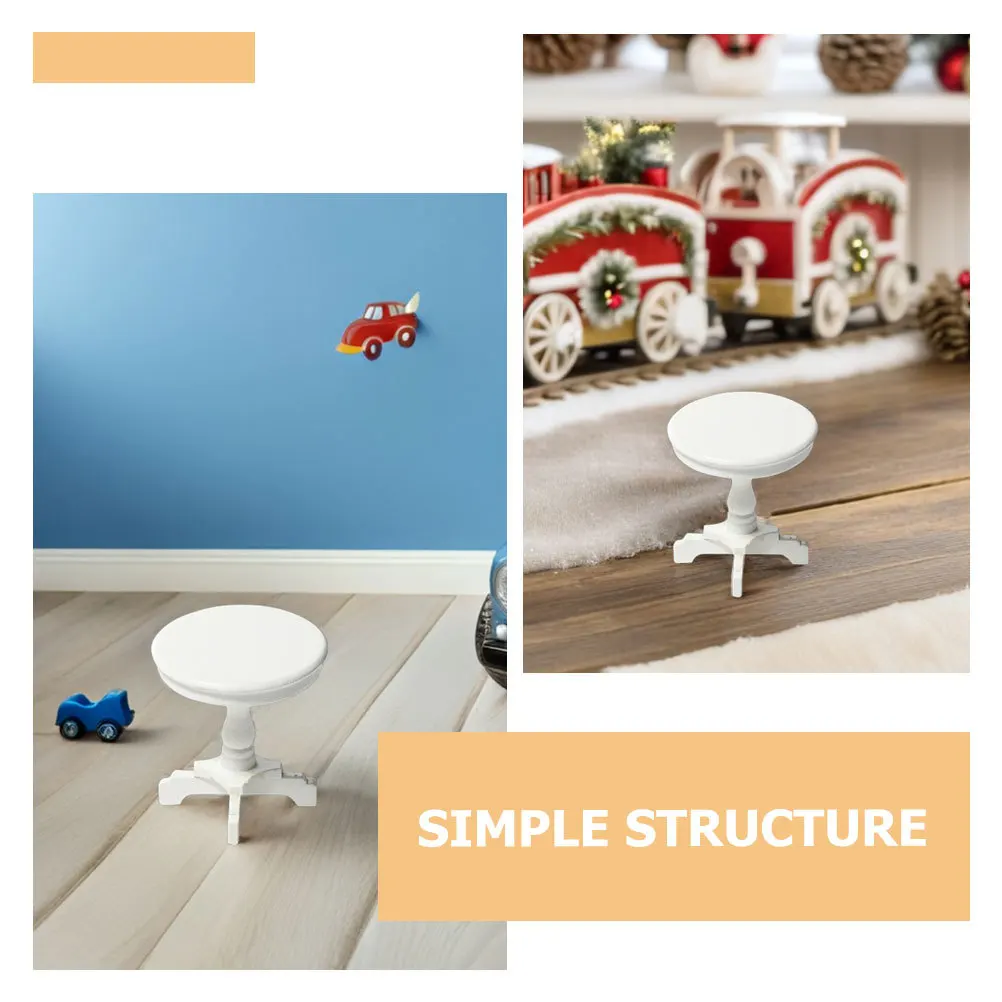 2 Stücke Miniatur Runde Beistelltisch Weiß Holz Puppenhaus Möbel Fee Garten Pretend Spielen Dekoration Miniatur Tisch