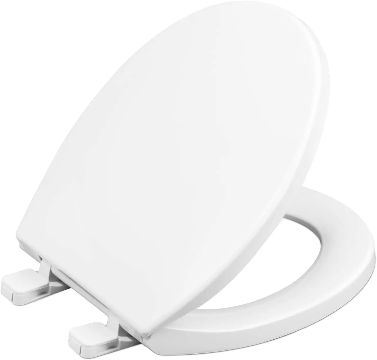 

Round White Toilet Seat with Slow Close Hinges, Four Bumpers, Two Parts Sets - Easy Installation