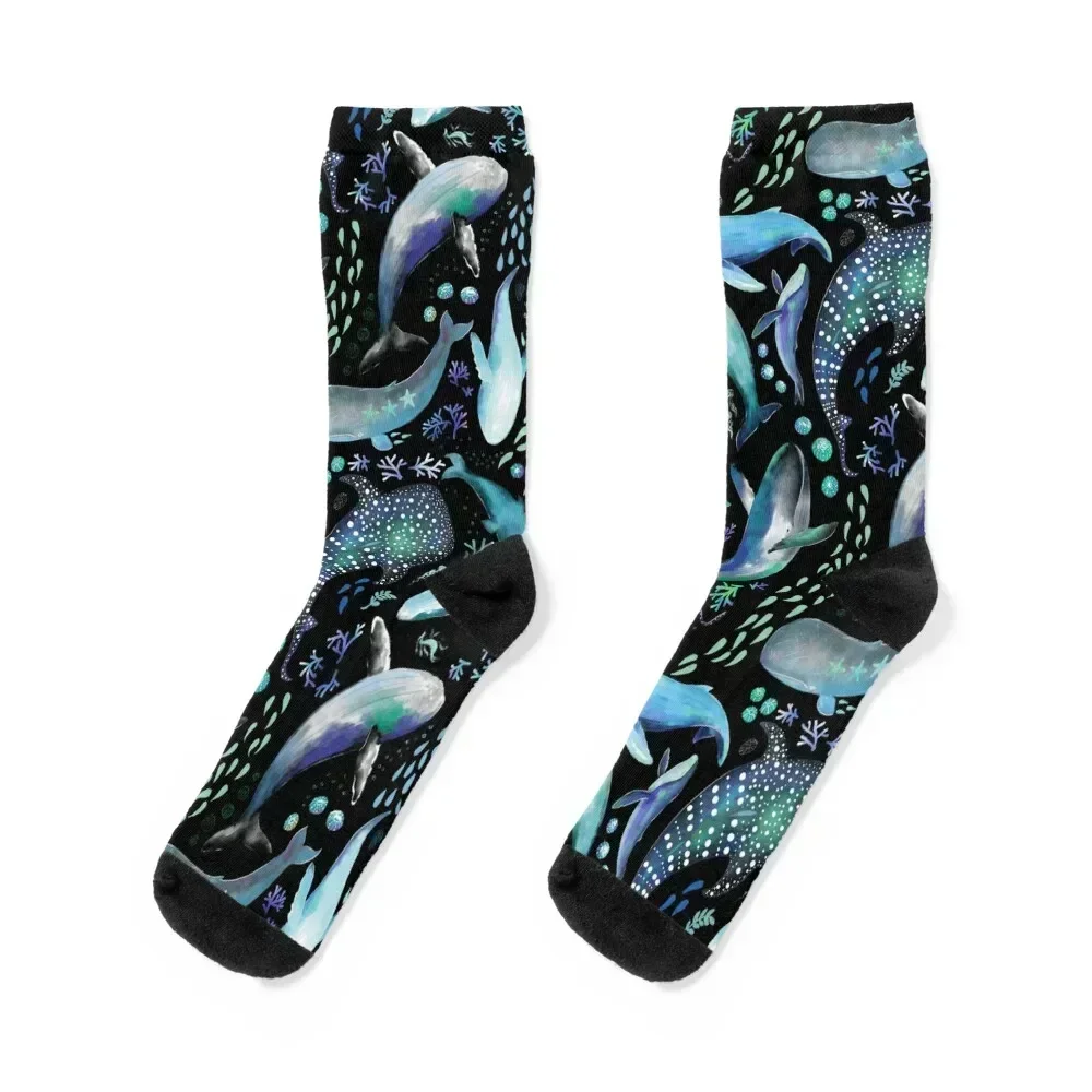 Ocean Diving with Whales at Night - Remix Socks Thermal man winter new year Luxury Woman Socks Men's