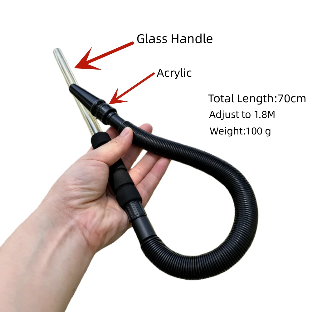 Detachable Hookah Hose Flexible Plastic Shisha Pipe with Glass Mouthpiece&Foam Handle, Washable Water Smoking Tobacco Accessory view 2