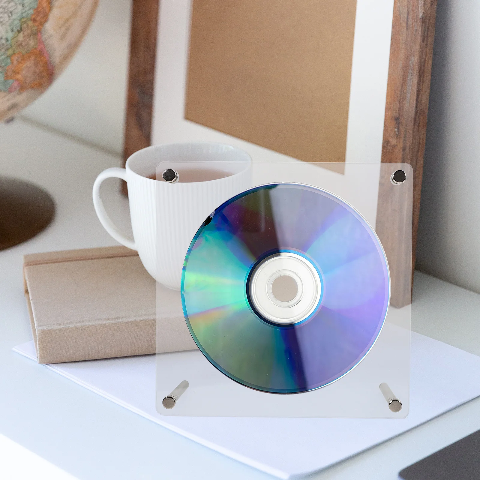 

Stylish Acrylic Cd Stand Rack Blank Desktop Holder for DIY Display Retro Decorative Household Use