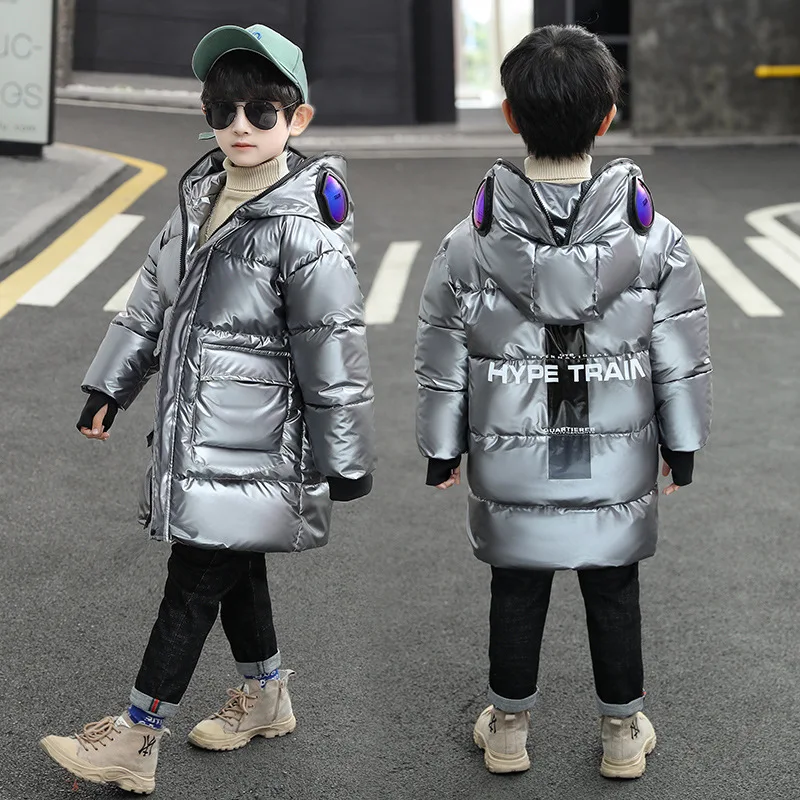 Boys Down Jacket Coat Overcoat Cotton 2022 Sliver Warm Plus Thicken Winter  Teenager Children\'s Clothing