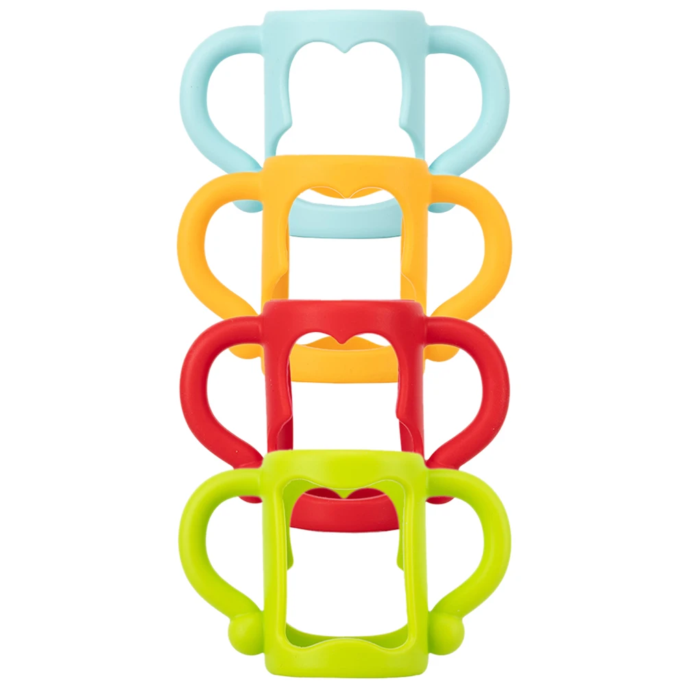 

4pcs Silicone Feeding Sleeve Bottle Handles Non-Slip Ergonomic Feeding Bottles Handle Protective Sleeve for Bottles
