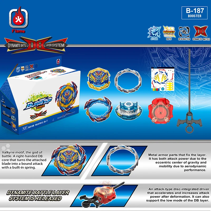 Cao Su Thuốc Nổ Trận Bey Bộ B-187 Vị Cứu Tinh Valkyrie Tăng Áp B187 Quay Đầu Tùy Chỉnh Phóng Đồ Chơi Trẻ Em Cho Bé Trai Tặng