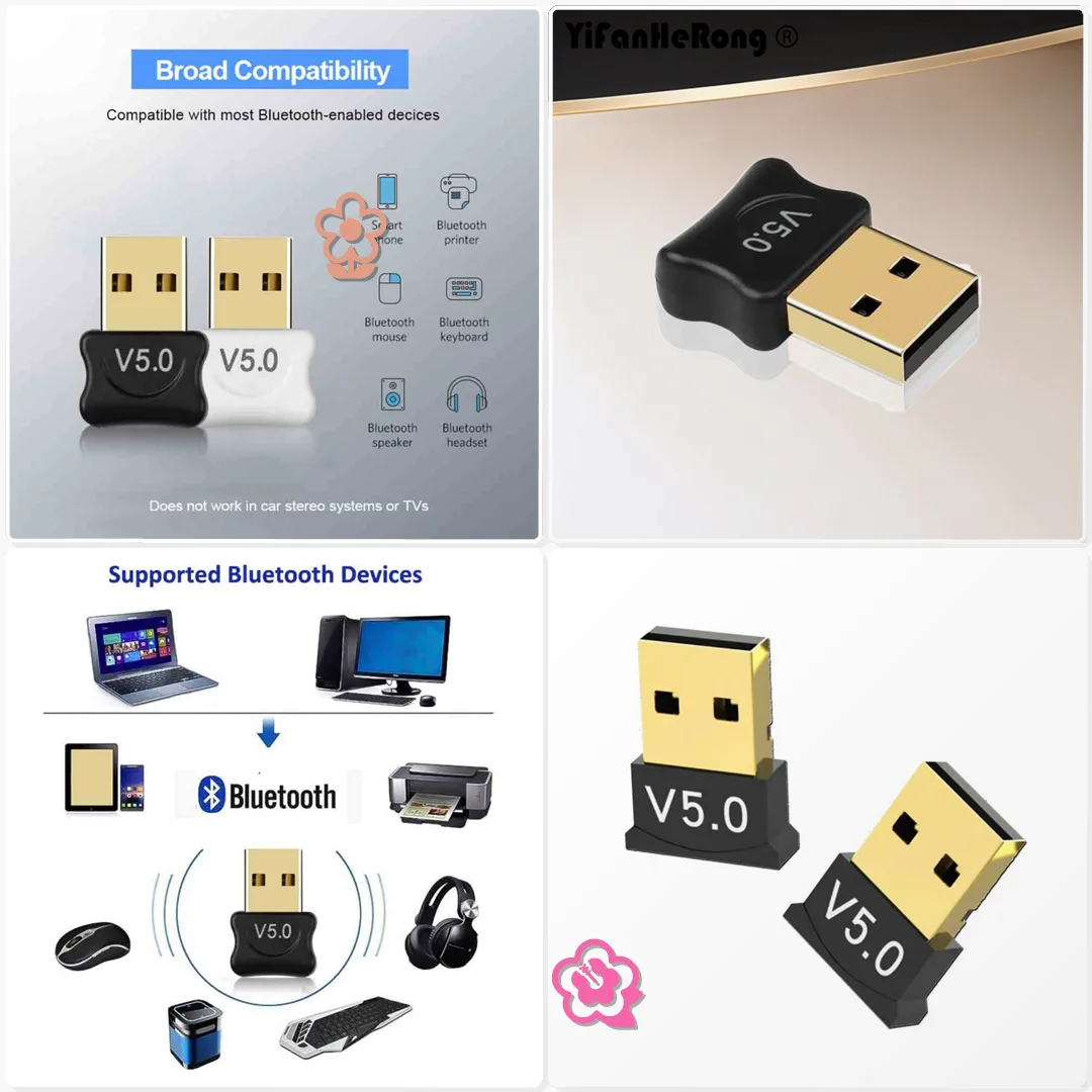 USB Bluetooth 5.0 Adapter Transmitter Receiver for Laptop Earphone Printer Smart TV Wireless Audio Dongle Connect