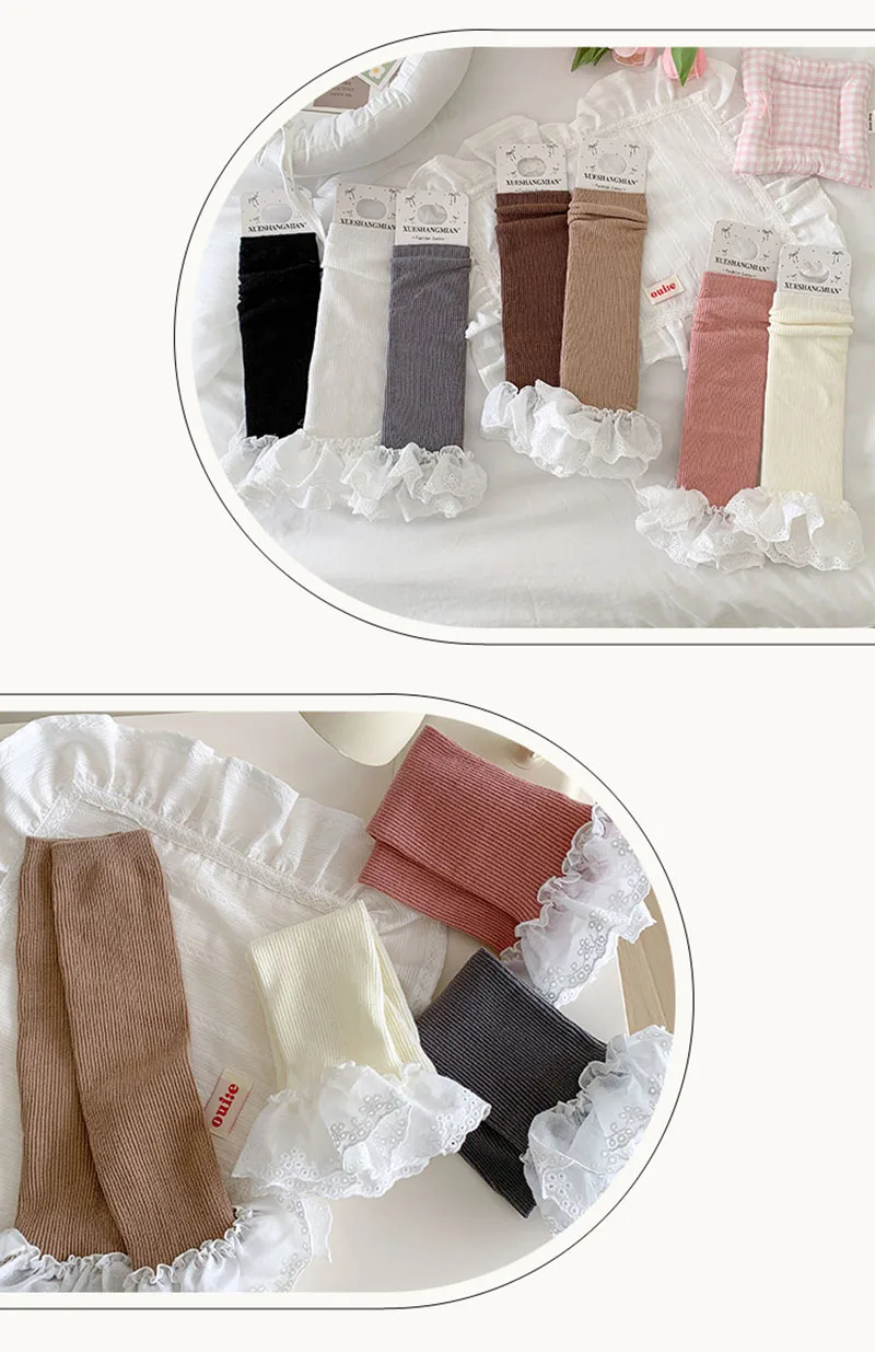 MILANCEL ربيع جديد الاطفال جوارب السيقان 3-12T الحلو الدانتيل تقليم الفتيات محبوك جورب الأكمام 7 ألوان الأطفال لوليتا مكدسة الجوارب