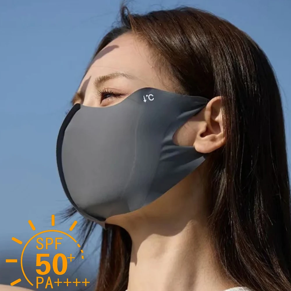 

Outdoor Cycling Face Cover 1-10PCS Ice Silk UV Mask Women Cooling Sun Balaclava Breathable Dustproof 3D Summer