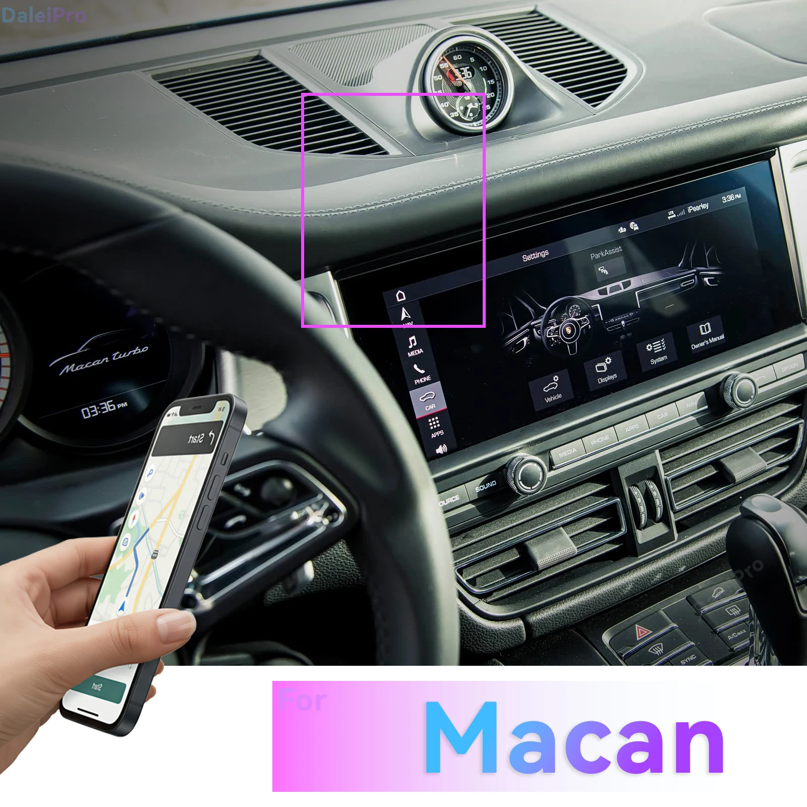 LHD RHD für Porsche Macan 2015 2016 2017 2018-2023 2024 2025 Auto-Handyhalterung, fahrzeugspezifische austauschbare Armaturenbrett-Handyhalterung – Detail 1