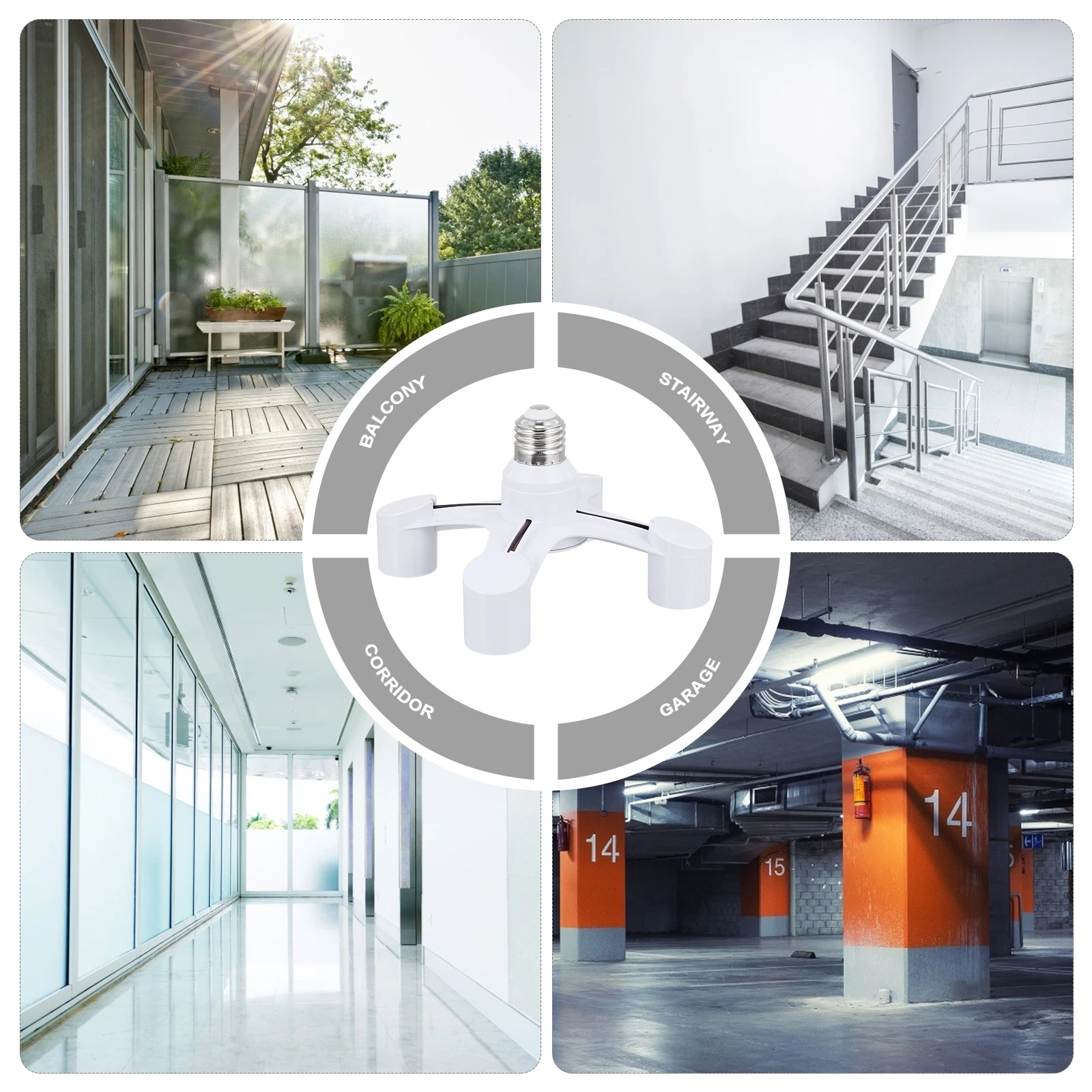 

E27 Adapter 4 Head Socket Converter Light Splitter Plastic Lamp Holder Durable Safe LED Lighting Accessories Energy Saving