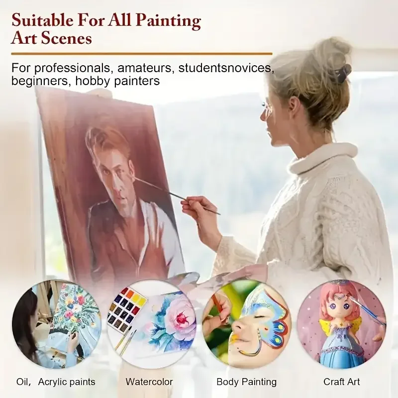 6-teiliges Nylon-Künstlerpinsel-Set – professionelles Set für Acryl-, Öl- und Aquarellmalerei, Kunstmalzubehör – Detail 8